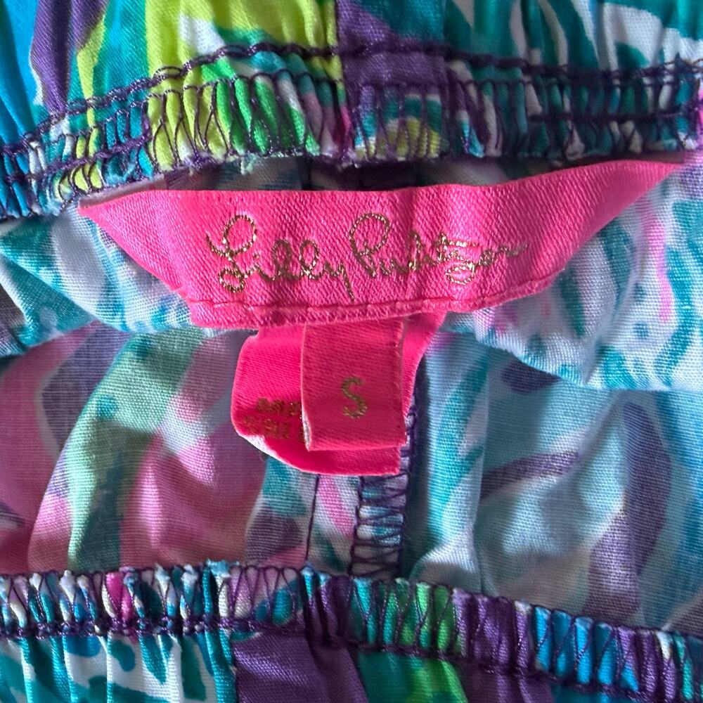 Lilly Pulitzer Tropical Floral High Waist Shorts Pink Purple Women’s Small - Picture 2 of 11